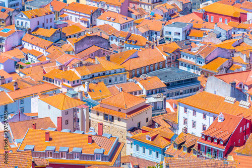 View of cityscape of old town of Coimbra, Portugal