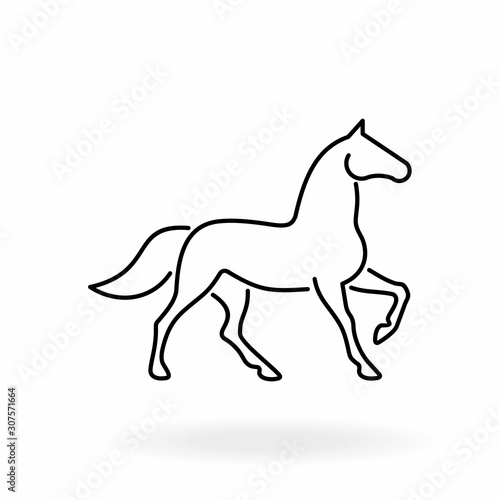 Horse outline icon. Equine line art on white background. 