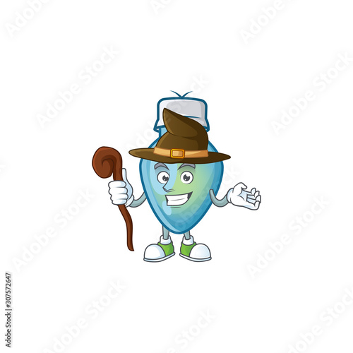 Happy Halloween Witch blue christmas bulb cartoon character style
