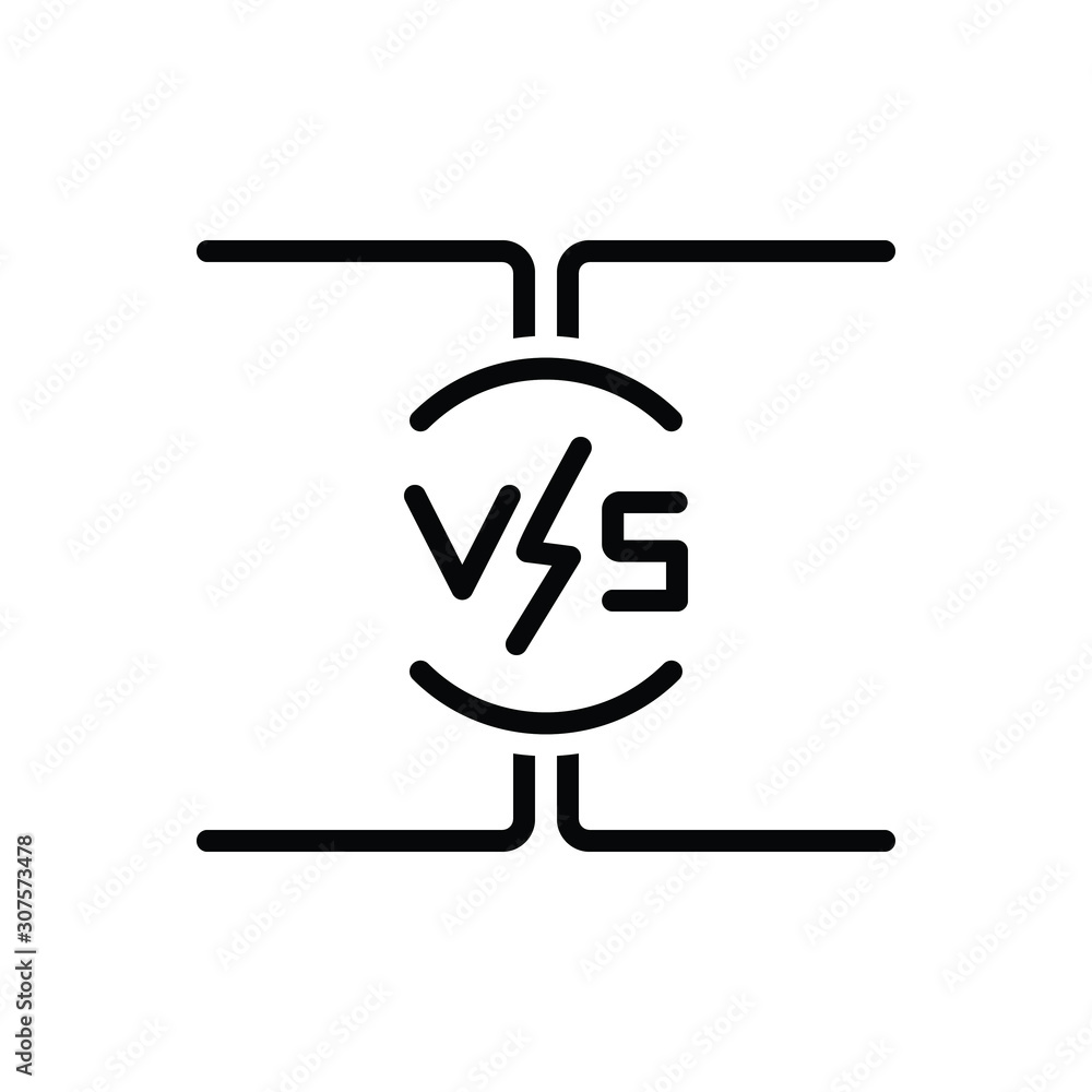 Black line icon for vs versus Black line icon for vs versus