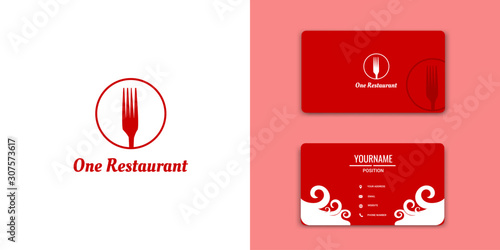 restaurant logo set with business card