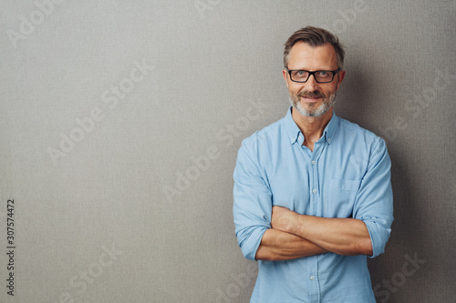 Attractive bearded man wearing glasses