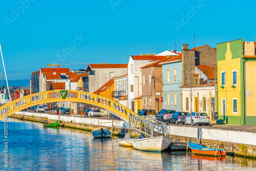 View of a colorful channel at Aveiro, Portugal