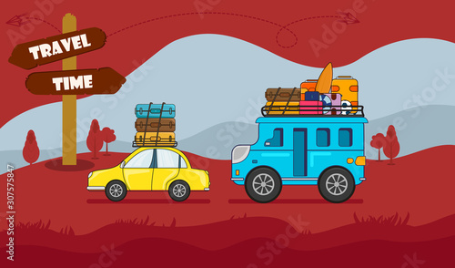 Travel and Tourism flat background design. Image can be used for travel banners, blogs and much more.