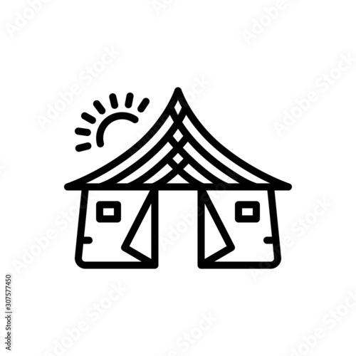 Black line icon for tent 