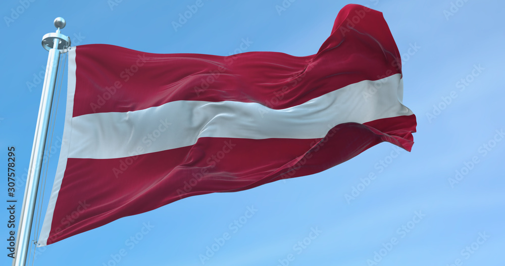 3D Rendering Latvia national Flag textile cloth fabric waving on the top -Illustration 3D Rendering Latvia national Flag textile cloth fabric waving on the top -Illustration