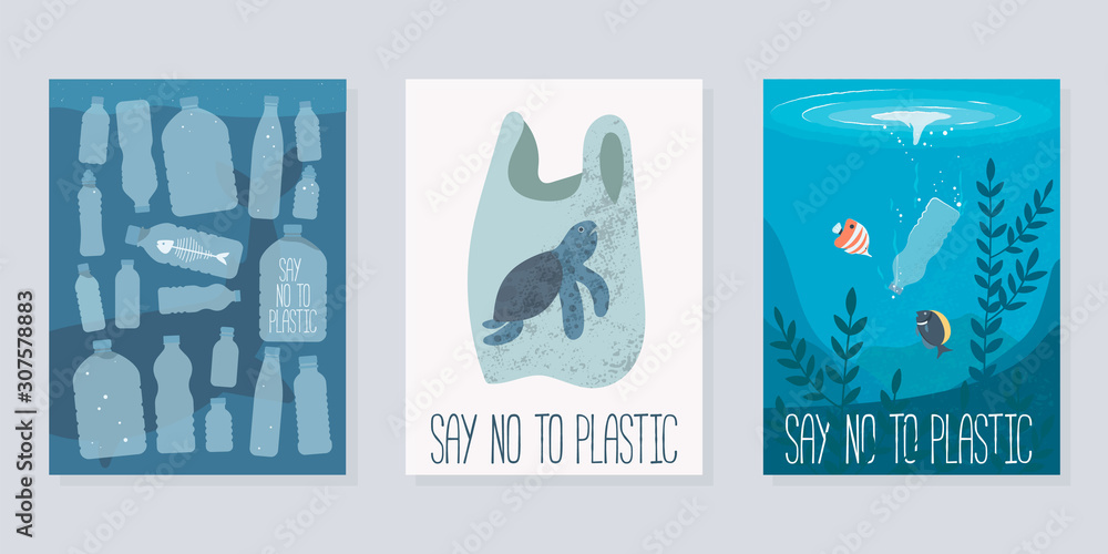 Say no to plastic. Plastic pollution in ocean environmental problem ...