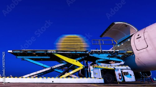 freighter aircraft loading cargo container