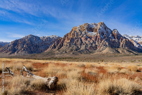 Photography Winter snowy landscape of the famous Red Rock Canyon
