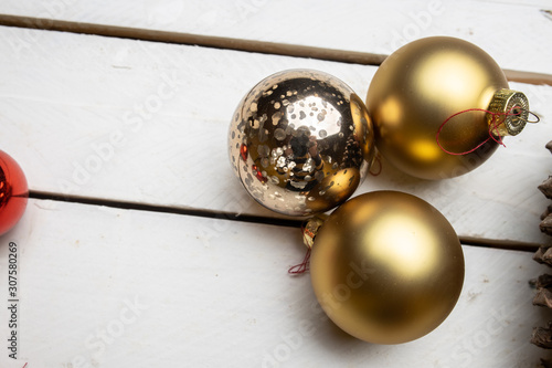 Christmas decorations on top of wooden table