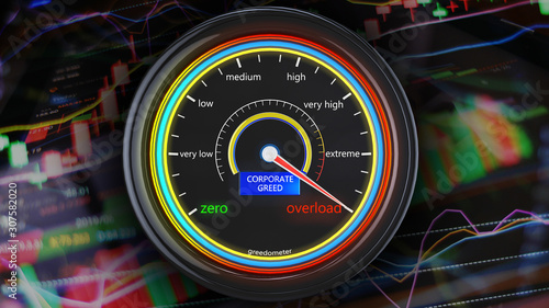 Tableau sur toile Corporate Greed Meter 3 3D Illustration