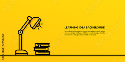 Education, learning idea with light on yellow background, back to school concept