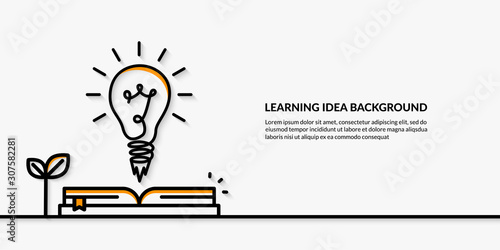 Learning idea with launching light bub on clean background, back to school concept