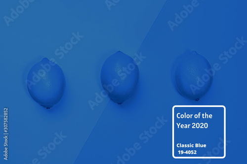 Classic Blue color of the Year 2020 inscription.