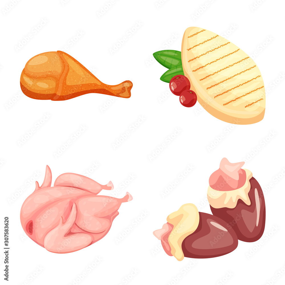 Vector design of meat and raw symbol. Collection of meat and grilled stock symbol for web. Vector design of meat and raw symbol. Collection of meat and grilled stock symbol for web.