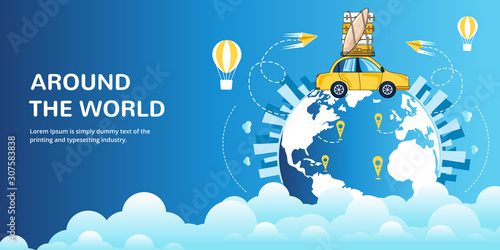 Travel and Tourism flat background design. Image can be used for travel banners, blogs and much more.
