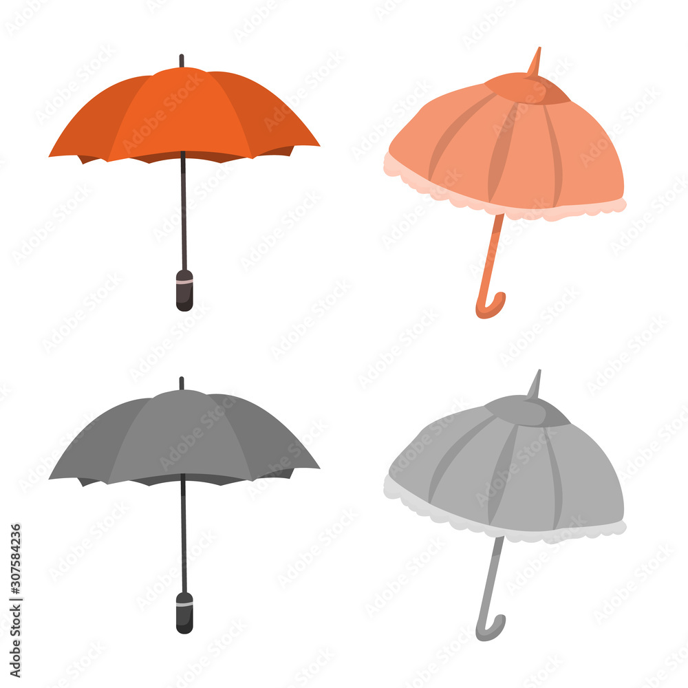 Isolated object of protection and closed sign. Collection of protection and rainy stock symbol for web.