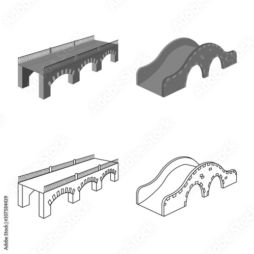 Isolated object of connection and design logo. Set of connection and side vector icon for stock.