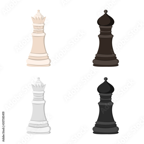 Vector illustration of checkmate and thin icon. Set of checkmate and target stock symbol for web.