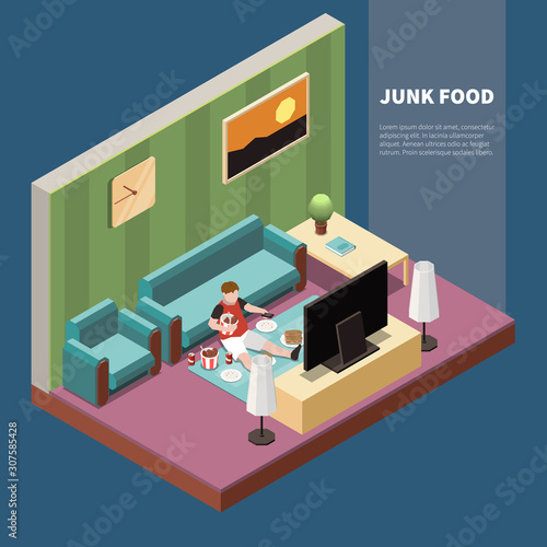 Gluttony Isometric Illustration