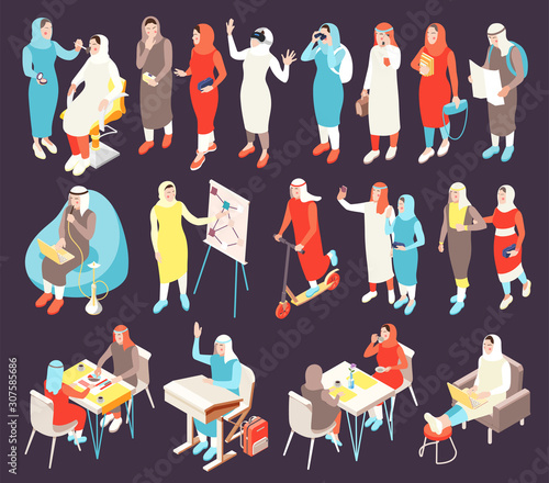Modern Saudi Arabs Isometric Set 