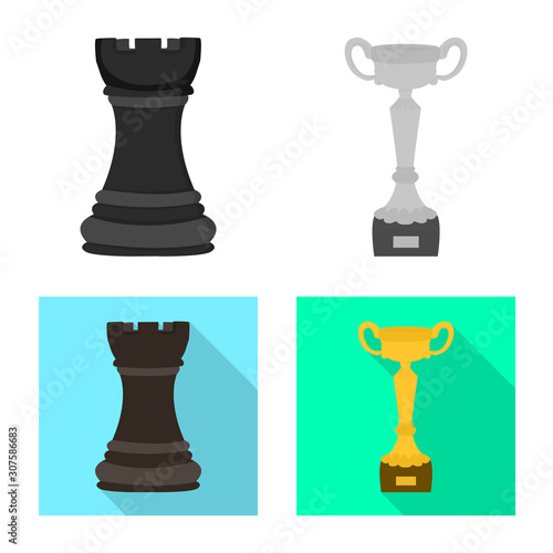 Isolated object of checkmate and thin sign. Set of checkmate and target stock vector illustration.