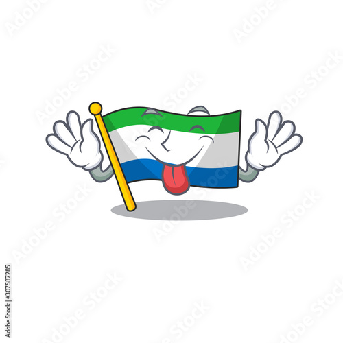 Super cute flag sierra leone cartoon design with Tongue out