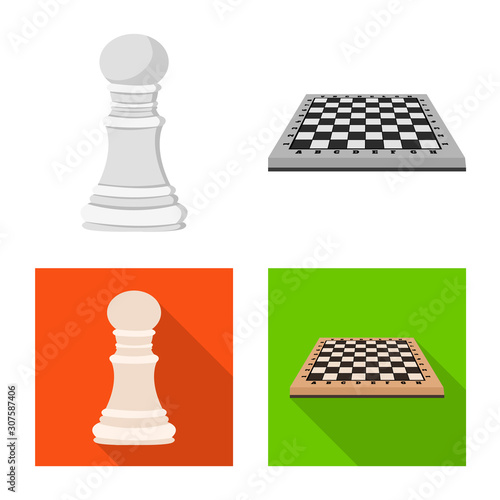 Isolated object of checkmate and thin logo. Set of checkmate and target stock symbol for web.