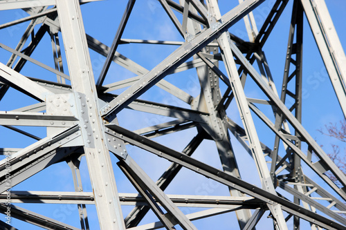 Photography Close up of the framework of the Petrin Lookout Tower, one of the most prominent landmarks of Prague, Czech Republic
