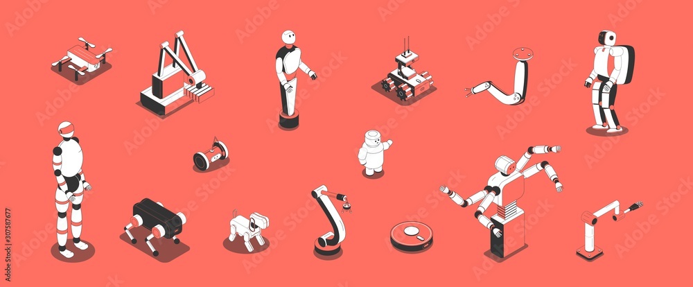 Robots Isometric Set Robots Isometric Set