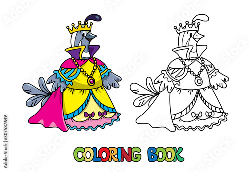 Fototapeta Quail queen ABC coloring book. Alphabet Q