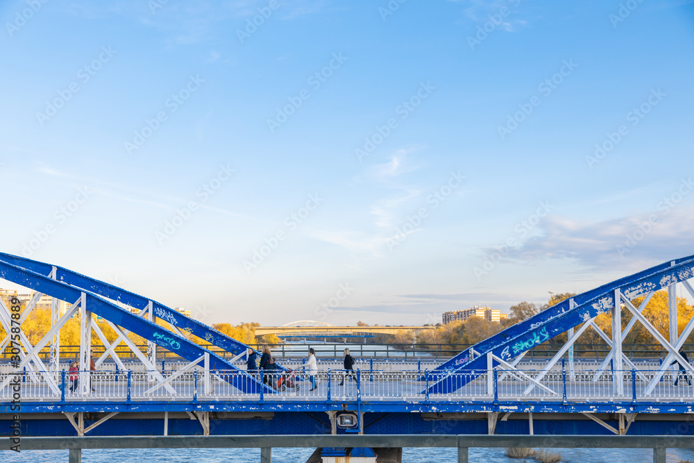 Zaragoza November 29, 2019, iron bridge in Zaragoza city