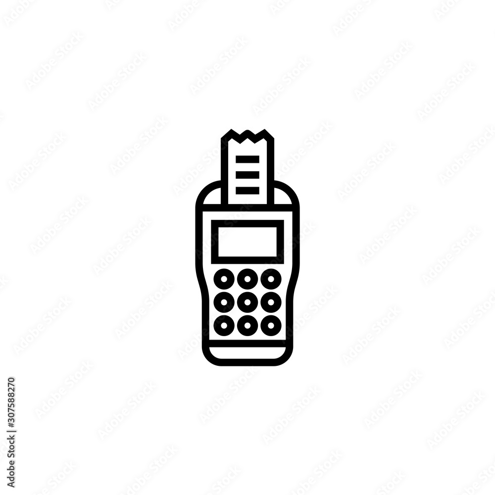 pos terminal payment line icon with credit card and check. Outline vector sign. linear pictogram isolated. pos terminal payment line icon with credit card and check. Outline vector sign. linear pictogram isolated.