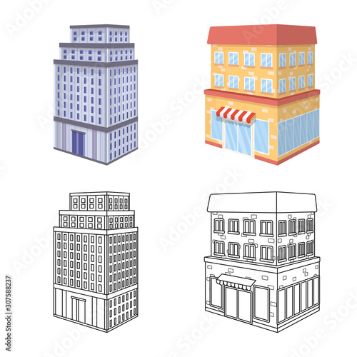 Isolated object of construction and building sign. Collection of construction and estate stock symbol for web.