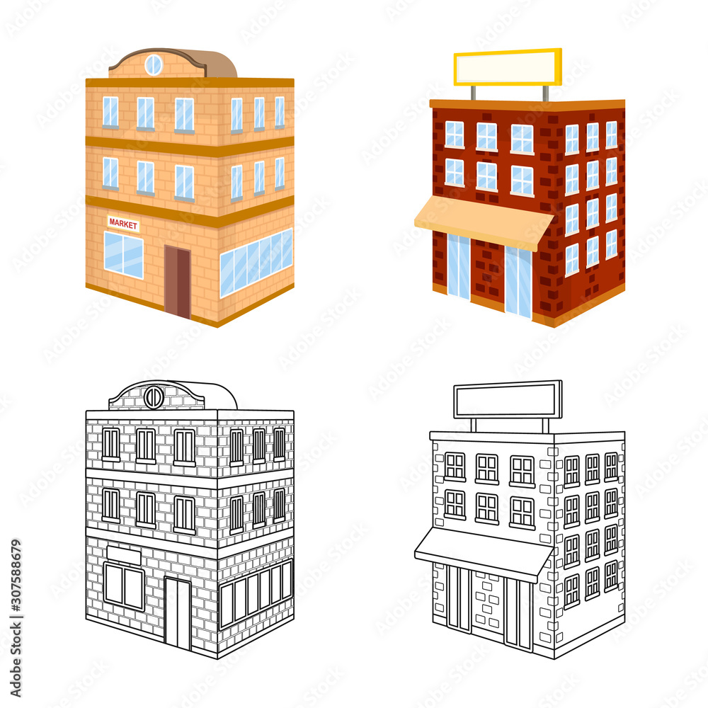 Vector design of construction and building sign. Set of construction and estate vector icon for stock.