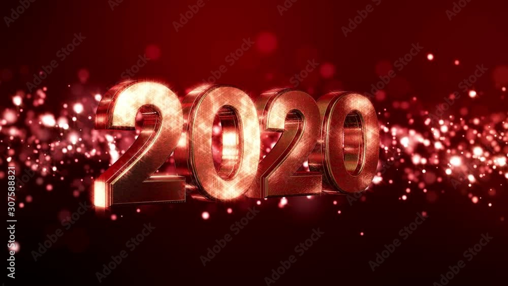 Video animation of christmas golden light shine particles bokeh over red background and the numbers 2020 - represents the new year - vacation concept Video animation of christmas golden light shine particles bokeh over red background and the numbers 2020 - represents the new year - vacation concept
