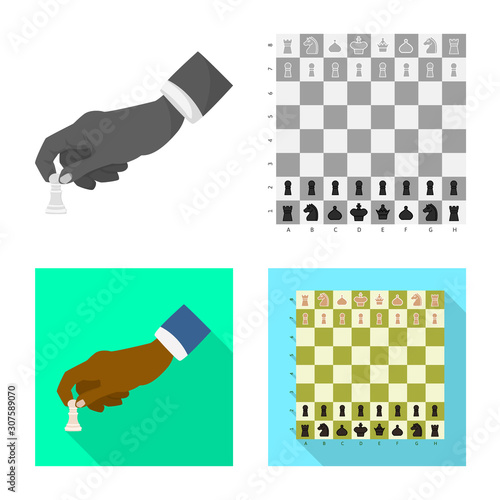 Vector illustration of checkmate and thin symbol. Collection of checkmate and target stock symbol for web.