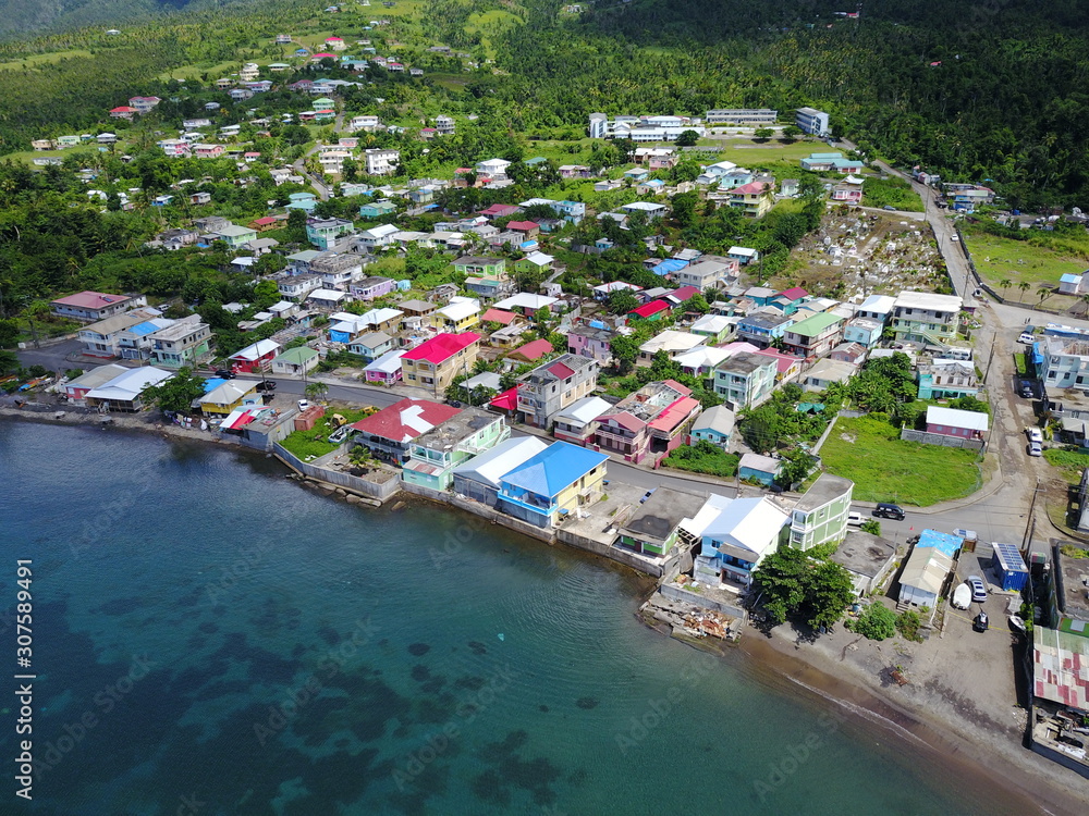 Portsmouth aerial view, Dominica, Caribbean