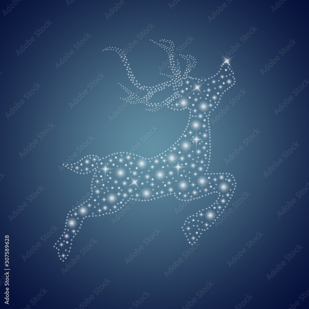 Fototapeta premium Christmas card with bright reindeer