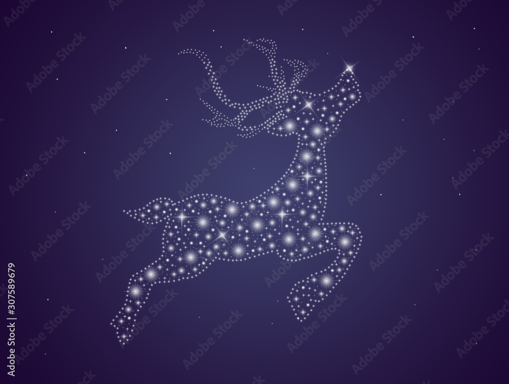 Christmas card with bright reindeer Christmas card with bright reindeer