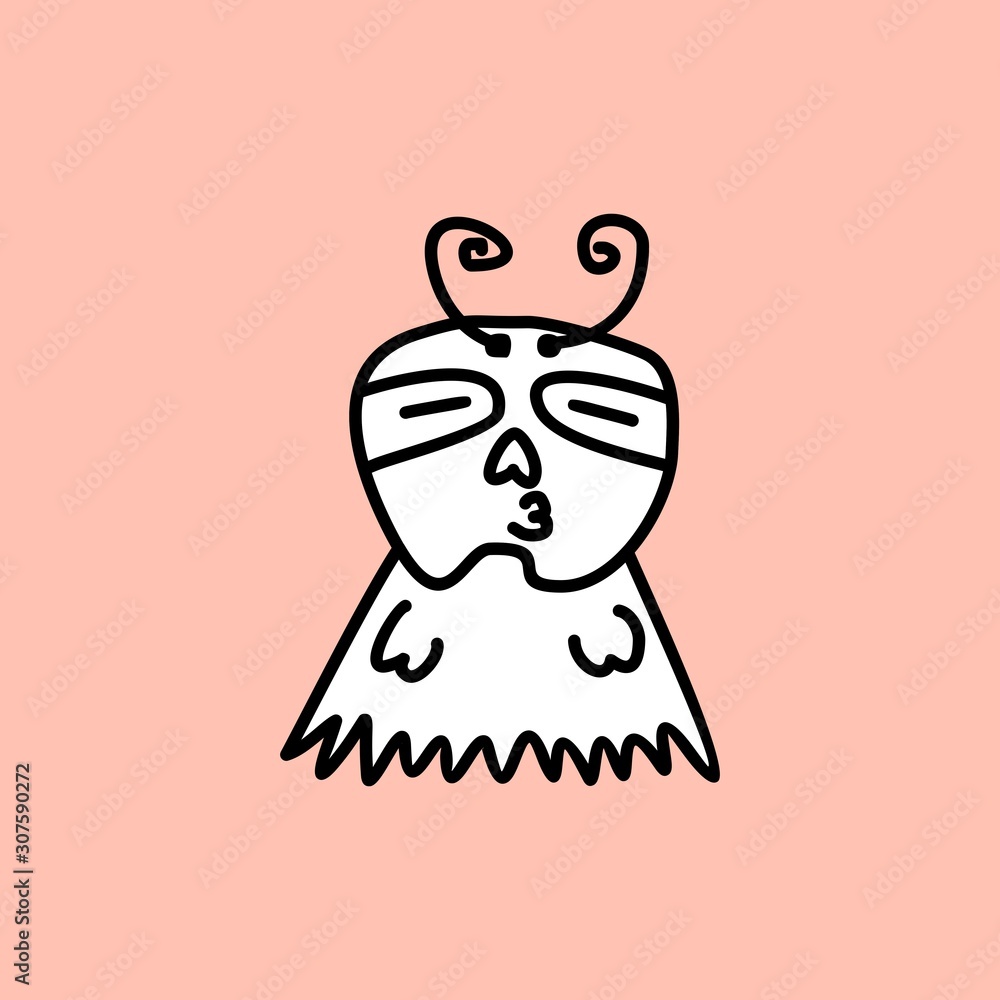 Fototapeta premium Cute kawaii cartoon character, hand drawn doodles illustration.