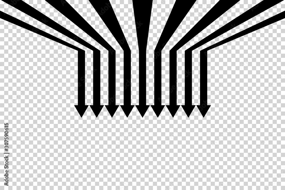 Arrows vector. Flat balck arrows isolated on transoarent background.