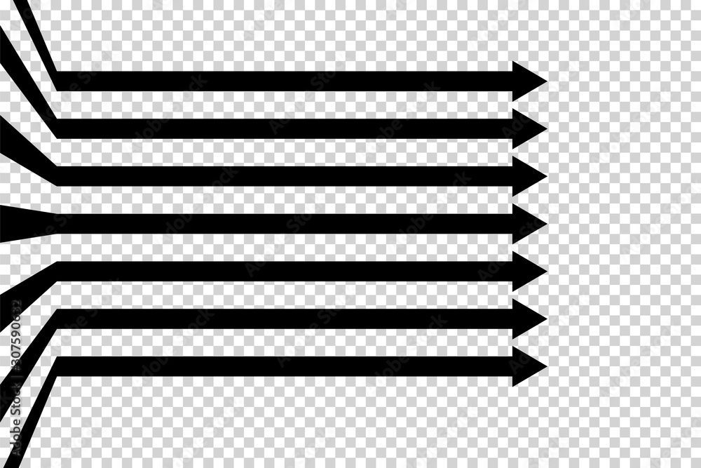 Arrows vector. Flat balck arrows isolated on transoarent background.