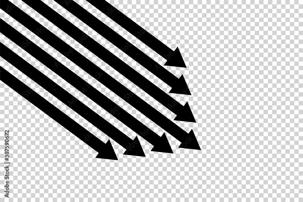 Arrows vector. Flat balck arrows isolated on transoarent background.