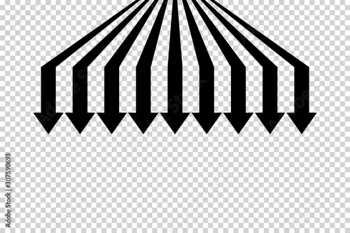 Obraz na płótnie Arrows vector. Flat balck arrows isolated on transoarent background. w salonie