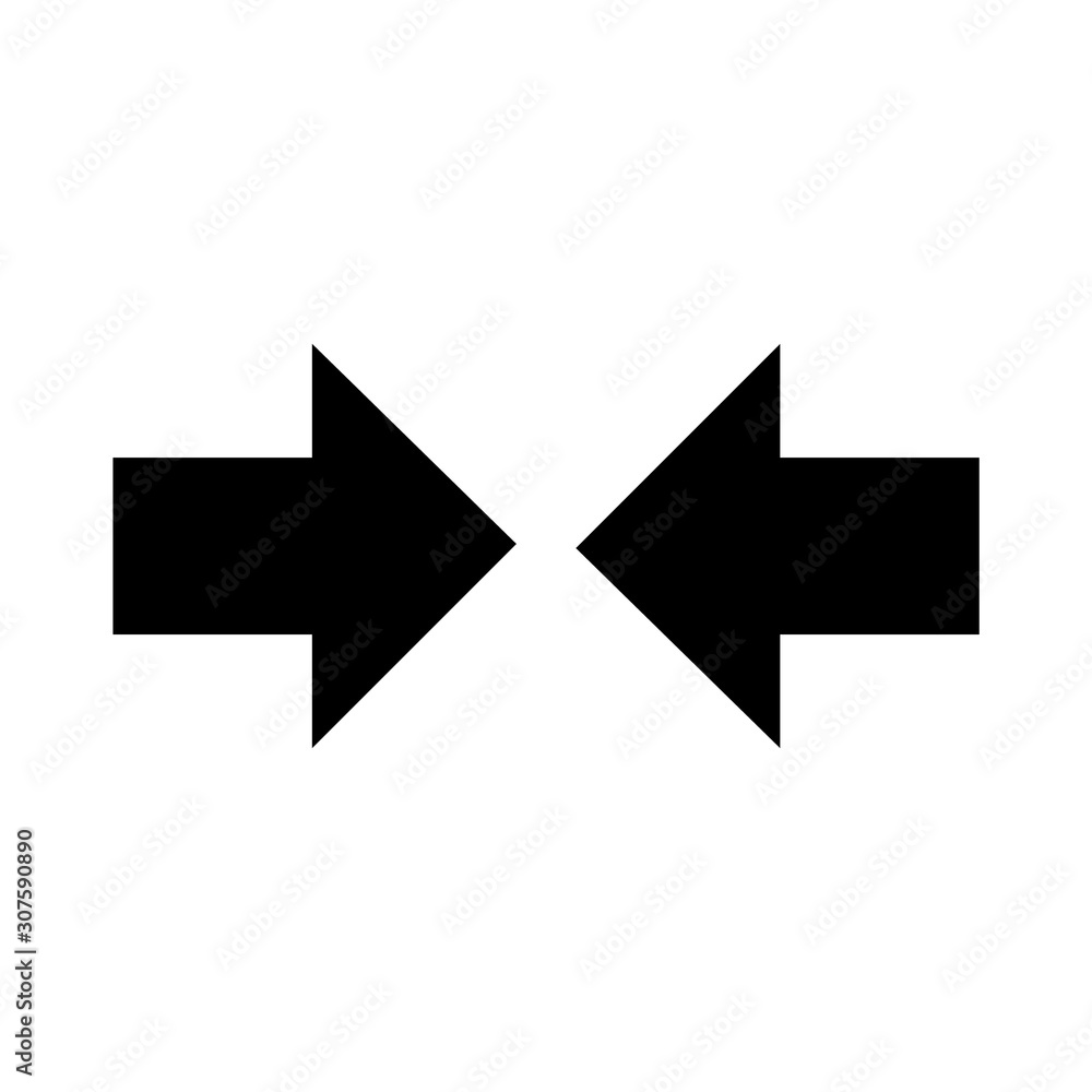 Balck vector arrow isolated on white background.