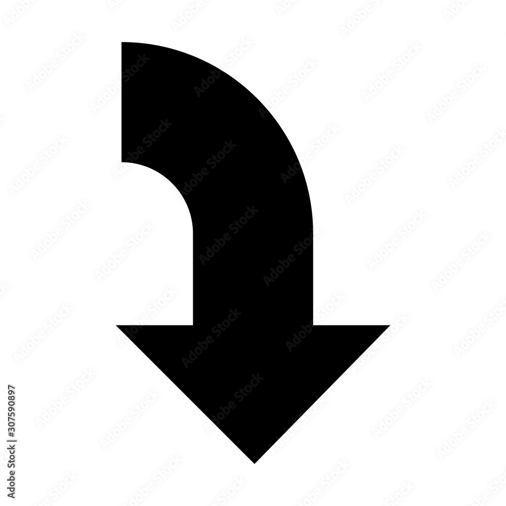 Balck vector arrow isolated on white background.