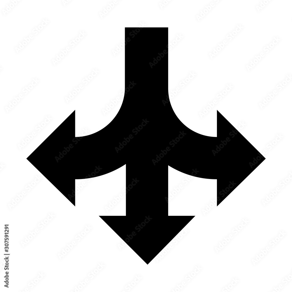 Balck vector arrow isolated on white background.