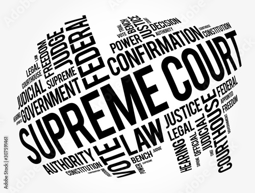 Supreme Court word cloud collage, social concept background