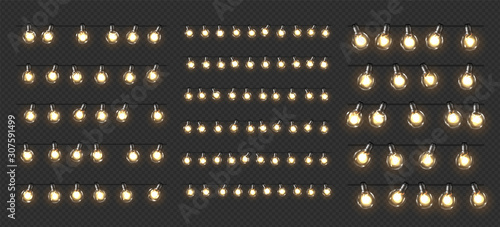 Christmas lights. Glow Xmas garlands of LED bulbs